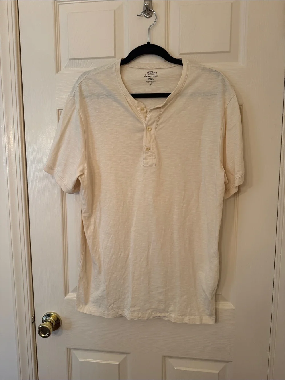 J. Crew Short Sleeve Henley in Creamy Beige